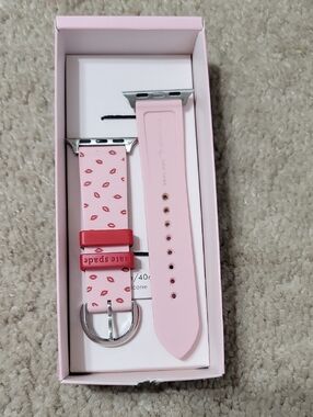 kate spade Pink Silicone Watch Band with Red Lip Print
